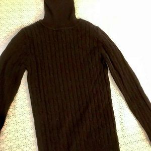 Sweet Romeo Cable Cotton Knit Turtle Neck Black Sm